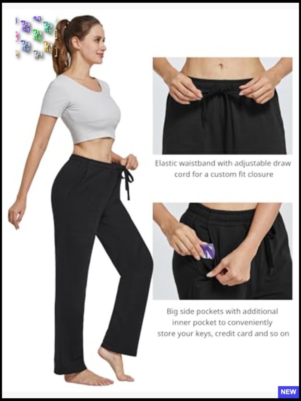 Women Yoga Sweatpants Wide Leg Cotton Drawstring Lounge Pants Leisure - Picture 6 of 7
